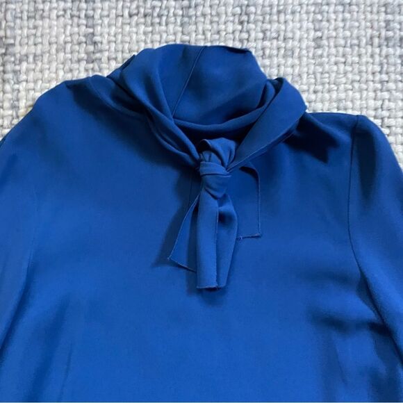 Joseph Blue Viscose High Neck Tie Blouse 6 - Picture 6 of 6